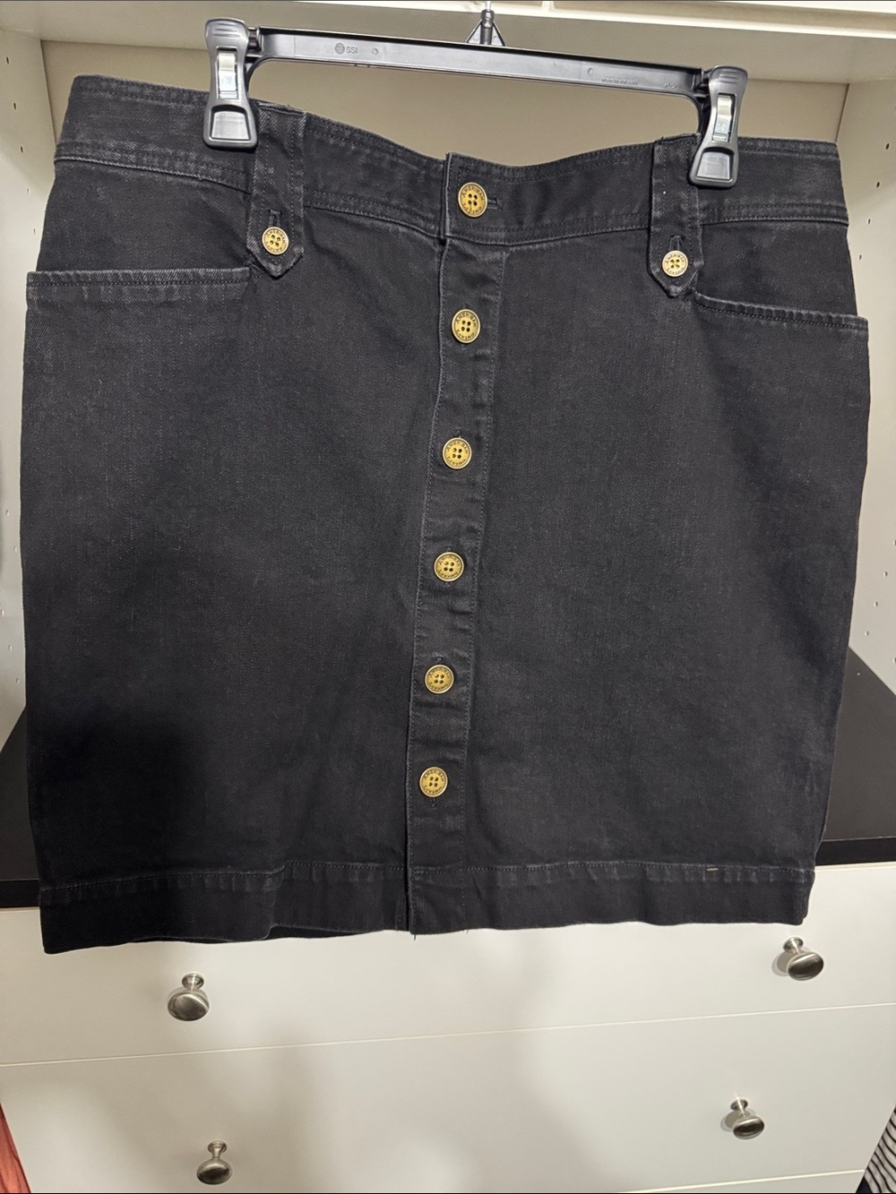 American Living Black Button-Front Mini Skirt with Gold Buttons